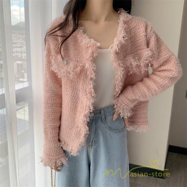 カーディガン | 2022秋冬ニットショート丈 アウター レディース ニットニット セーター 長袖 羽織り フロントボタン トップス 通学通勤 20代40代