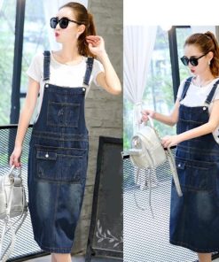 オーバーオール サロペット | 即日発送オーバーオール サロペットスカート ジャンパースカートデニムサロペットオールインワン 膝丈デニムワンピ 大きいサイズ レディースボトムス着痩せ