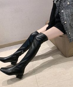 ニーハイブーツ | スクエアトゥ 美脚ブーツ