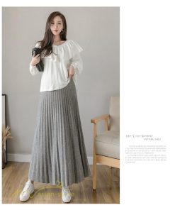 スカート | マタニティプリーツ レディース 秋 冬 コーデ Aライン 可愛い 妊婦服 産前 産後 ウエスト調整 上品 マタニティウェア ロング丈 体型カバー