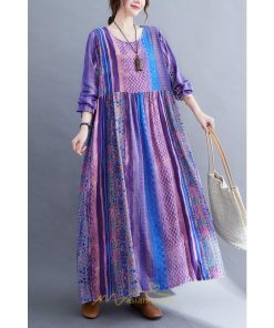 マキシ | ワンピース ルームウェア コットン 部屋着 大きいサイズ 秋 ゆったり 体型カバー 着痩せ レディース 可愛い　ゆったり ロング 外出 ぽっちゃり 長袖