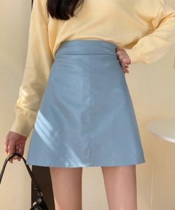 スカート | 13色pu台Aラインミニ秋冬タイトハイウエスト ヒップアップ 合皮レザー 裏地付き 無地 安全性 セクシー