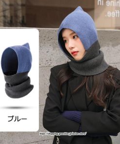 レディース | ニット帽 目出し帽 フェイスマスク ウール 女子ニットキャップ 女性用スキー帽子 耳カバー あったか 防寒対策 冬 2022新作　