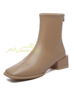 ショートブーツ | ブーツ レディース シューズ 靴 太ヒール チャンキーヒール ブーティー スクエアトゥ 合皮ブーツ COS 後ろファスナー PUブーツ コスプレ くつ