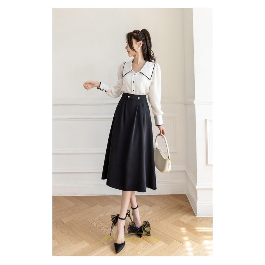スカート | レディース ボトムス ロング丈 ミモレ丈 Aライン 楽チン 大人 きれいめ 20代 30代 40代 通勤 脚長効果 OL オシャレ 上品 ビジネス オフィス