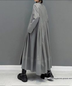 シャツワンピース | プリーツワンピース 秋ワンピース フレアワンピース 切り替え プリーツスカート 長袖 ロングワンピース レディース 広い裾 秋コーデ