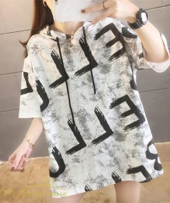 ｔシャツ・カットソー | Tシャツ パーカー レディース ゆったり 半袖 プリント フード付き 可愛い 大きいサイズ 上品 夏服 体型カバー カットソー 薄手 カジュアル 上品 おしゃれ