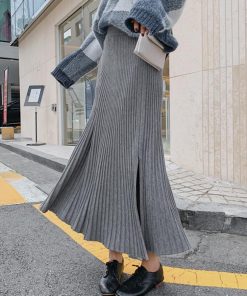 フレアスカート | ニットスカート レディース ハイウエスト フレアスカート