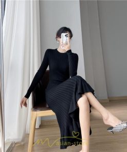 ニットワンピース | ロングワンピース ワンピース レディース ロング丈 秋 冬 マーメイド 着痩せ セクシー 足細効果 韓国風 20代30代40代50代 フェミニン