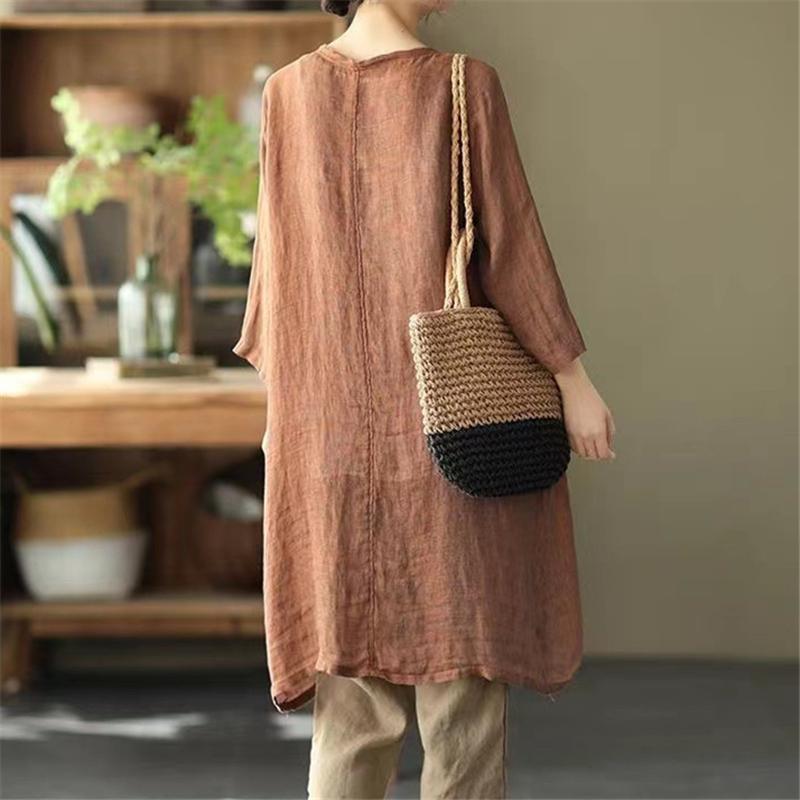 カーディガン | レディース リネン 麻混 ロング 春 秋 ゆったり 7分袖 40代 50代 無地 4色 冷え防止 透け感 羽織 初秋 30代 秋大きいサイズ 20代