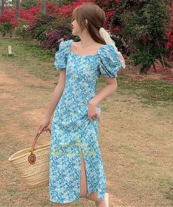 マキシ | ワンピース レディース 花柄ワンピース キレイめ 夏 半袖 ワンピ 花柄 ロング丈ワンピ オシャレ 着痩せ 通勤 エレガント スリット カジュアル 20代30代40代 上品