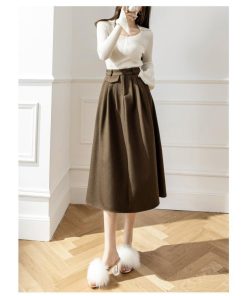スカート | レディース ロング フレア Aライン 秋冬 ミモレ ハイウエスト 体型カバー キレイめ オシャレ フェミニン 可愛い お出かけ 着痩せ OL 通勤 通学