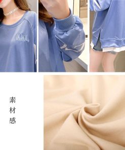 パーカ | カジュアル体型カバー レディース 韓国風 トップス ゆったり パーカートレーナー 長袖 スウェット チュニックロンT レイヤード風