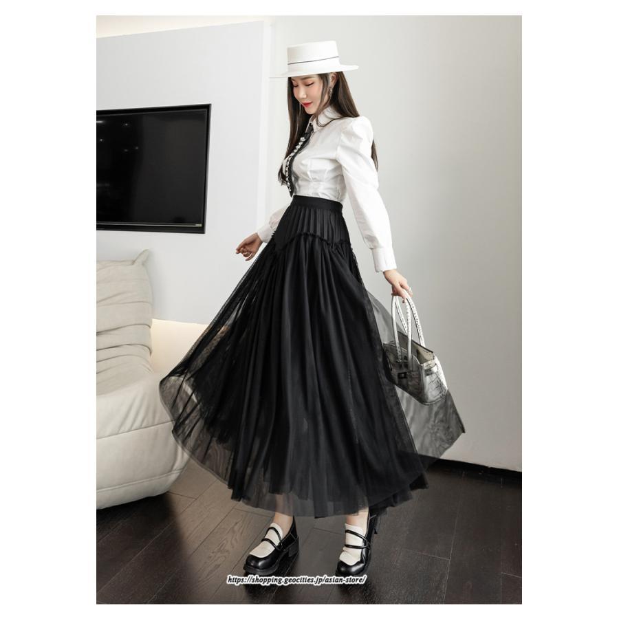 スカート | ロングティアードAラインレディース フレアハイウエスト 秋冬 無地 20代30代40代50代 オシャレ ゆったり