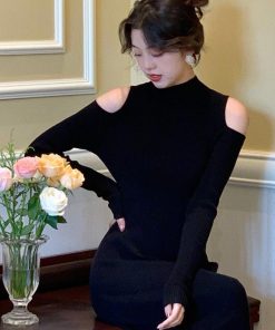 ワンピース | ニット肩出し 長袖レディース