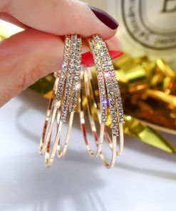 その他アクセサリー | 大ぶり ビジューピアス シルバー フープピアス 3連 リング ストーン きれいめ ゴールド