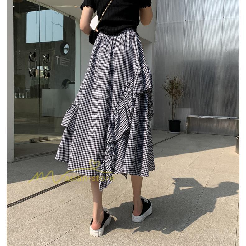 スカート | プリーツロング 春 夏 秋 マキシ 大きいサイズ フレアマキシプリーツ チェック柄 通勤通学 20代30代40代 不規則 フレア
