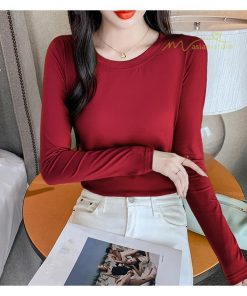 ｔシャツ・カットソー | インナーシャツ レディース ニット 長袖Tシャツ アンダーウェア スリム 肌着 女性用 トップス 長袖 無地 シンプル カジュアル 女性 ストレッチ トップス 2021