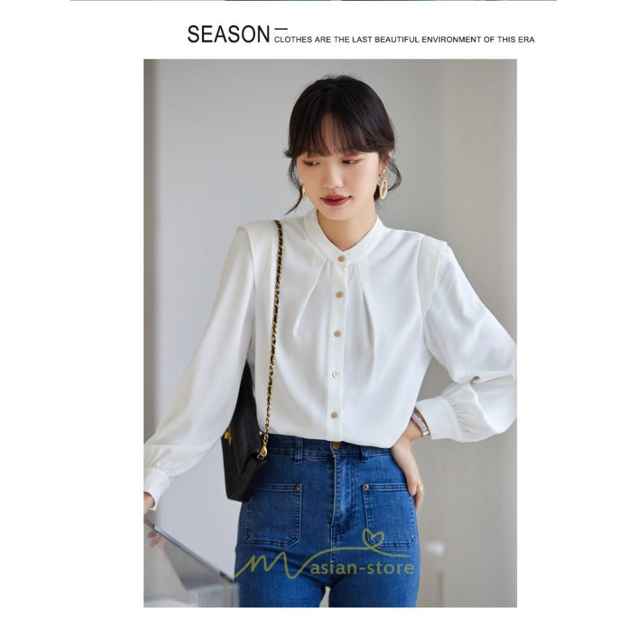 シャツ・ブラウス | ブラウス レディース 長袖 50代 白 シャツ ゆったり トップス きれいめ フォーマル 上品 フェミニン シフォン 高品質 20代 通勤 フォーマル 30代 40代 OL