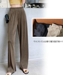 ワイドパンツ | ハイウエスト プリーツパンツ レディース ロングパンツ 着やせ ウエストゴム ボトムス ストレートパンツ