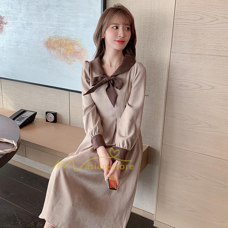 ミディアム | ワンピース レディース おしゃれ ロングワンピ 40代 50代 膝丈ワンピース 韓国風 着痩せ 大人可愛い 通勤 秋服 カジュアル 春夏 20代30代 レトロ風 上品 二次会