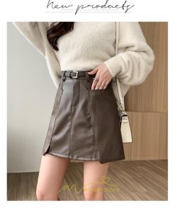 スカート | ミニ秋冬 レザー 無地 レディース 40代 Aライン 30代 20代 50代 着痩せ 通勤 オシャレ カジュアル オフィス OL 着痩せ ベルト付き