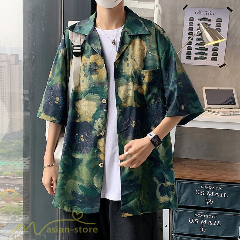 シャツ | ライトアウター メンズ メンズサマープリント カッコウイイ 夏服 新作 カジュアル レトロ風 上品 ワイドゆったり 大きいサイズ