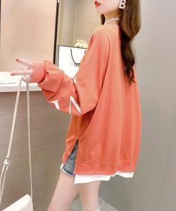 パーカ | カジュアル体型カバー レディース 韓国風 トップス ゆったり パーカートレーナー 長袖 スウェット チュニックロンT レイヤード風