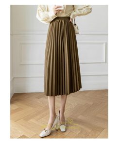 スカート | ロングロング 春 秋 プリーツ レデイース  体型カバー 着痩せ 通勤 通学 裏地付き ウエストゴム ゆったり お呼ばれ 楽チン 女子会 キレイめ