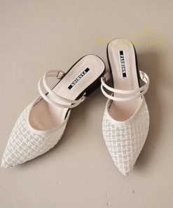 サンダル ミュール | チャンキーヒール サンダル レディース ミュール 2way パンプス 靴 春夏 疲れにくい 美脚 ミュールパンプスサンダル ポインテッドトゥ かかとなしパンプス