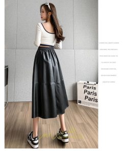 スカート | フレア革レザーボトムス ロングフレアAライン 秋冬 レディース ボトムス 通勤 大人気 キレイめ 着痩せ