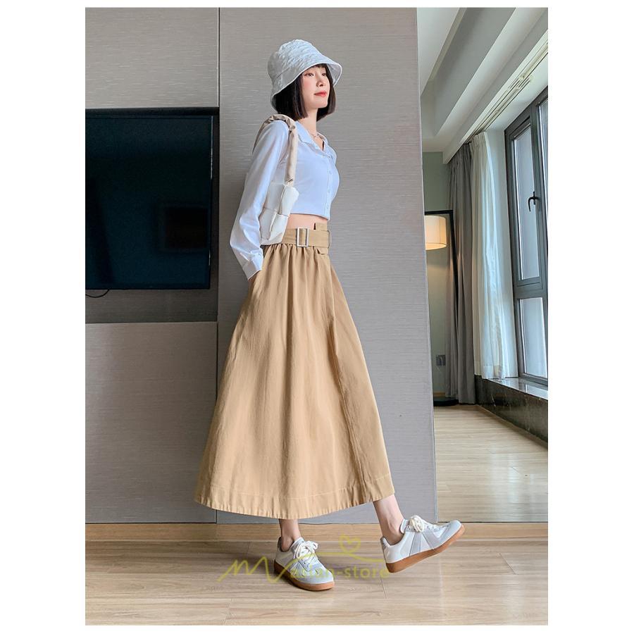 スカート | 綿秋 Aラインロングレディース 秋物 ボトムス 秋服 無地 体型カバー 30代通学通勤 40代50代 大人 おしゃれ感