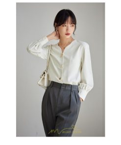 シャツ・ブラウス | ブラウス レディース シャツ トップス Vネック 長袖シャツ 無地 オフィス カジュアル おしゃれ 通勤 お仕事 フォーマル 上品 20代30代40代50代 可愛い