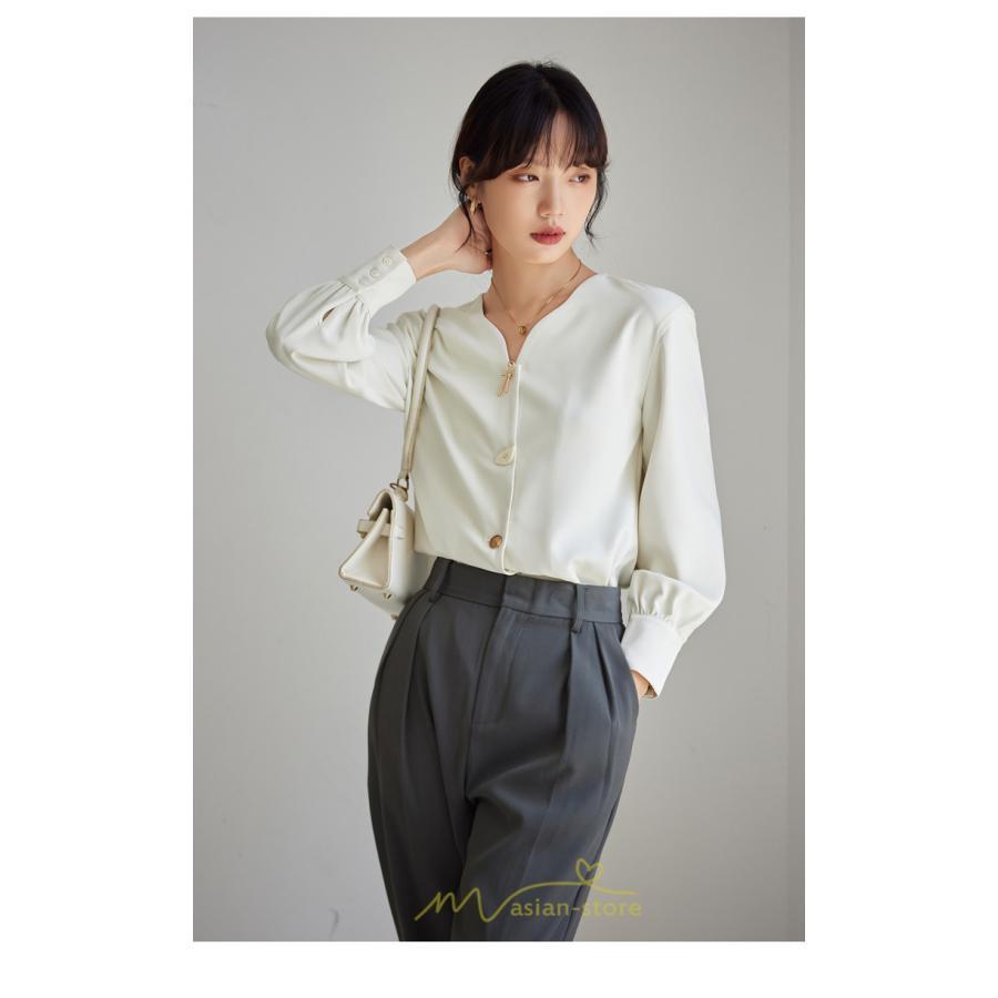 シャツ・ブラウス | ブラウス レディース シャツ トップス Vネック 長袖シャツ 無地 オフィス カジュアル おしゃれ 通勤 お仕事 フォーマル 上品 20代30代40代50代 可愛い