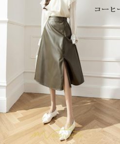 スカート | ロング秋冬 レディース フレア Aライン スリット 上品 フェミニン レザーかっこいい 通勤 OL キレイめ オフィス カジュアル