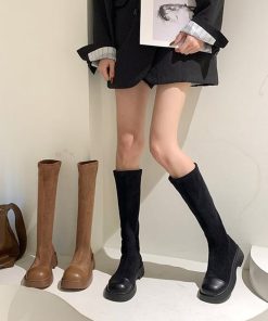 ニーハイブーツ | ロングブーツ ラウンドトゥ 厚底ブーツ