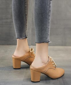 オックスフォードシューズ | ポインテッドトゥ レディース チャンキーヒール レースアップ マニッシュシューズ サボサンダル パンプス かかとが踏める シューズ