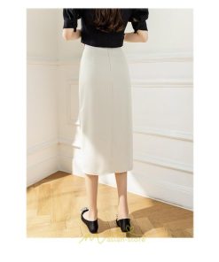 スカート | スリット入り 膝下 ひざ下 レディース ボトムス オフィス カジュアル 美脚 セクシー スリット 黒 ベージュ 脚長 ピンク ハイウエスト 通勤 春夏秋冬 OL