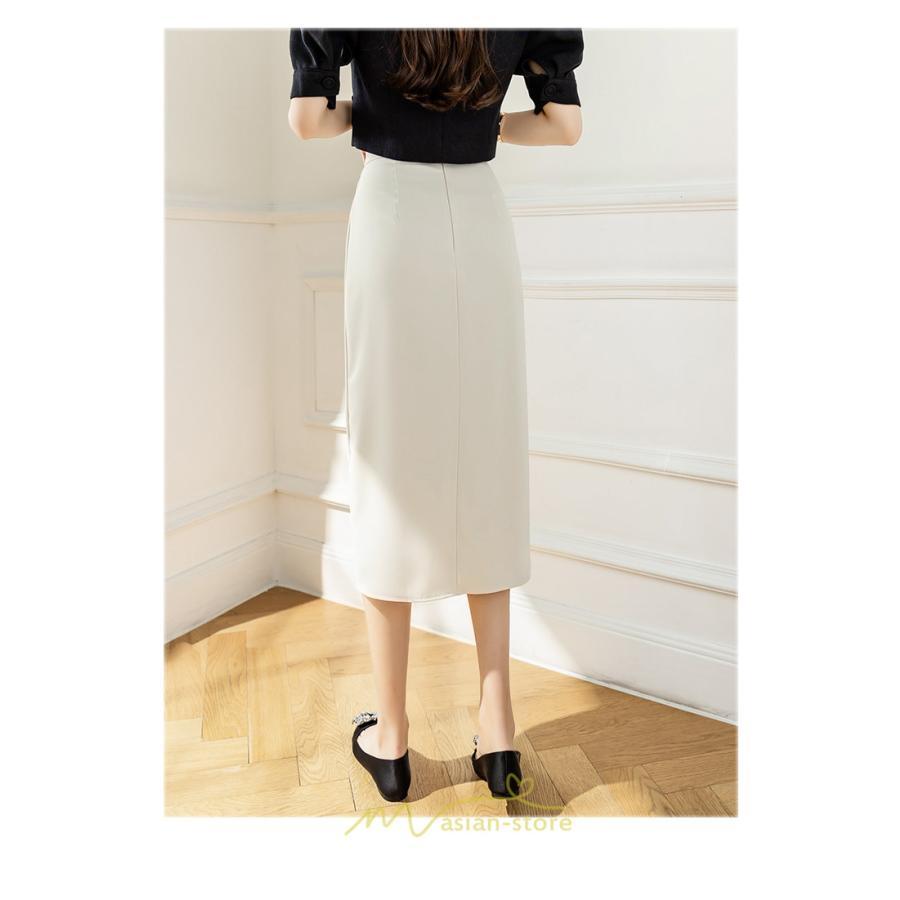 スカート | スリット入り 膝下 ひざ下 レディース ボトムス オフィス カジュアル 美脚 セクシー スリット 黒 ベージュ 脚長 ピンク ハイウエスト 通勤 春夏秋冬 OL