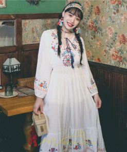 マキシ | ワンピース ロングワンピース エスニックワンピース コットン 花柄 刺繍 リゾートワンピース ワンピ 長袖 大人 夏 きれいめ フェミニン 秋 おしゃれ ゆったり