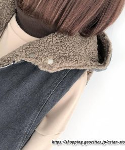 ベスト | ファーレディース 秋冬 デニムフード付き ミドル丈 両面 リバーシブル ジップアップ ファー 厚手 アウター 20代50代 大人 カワイイ 防寒 防風