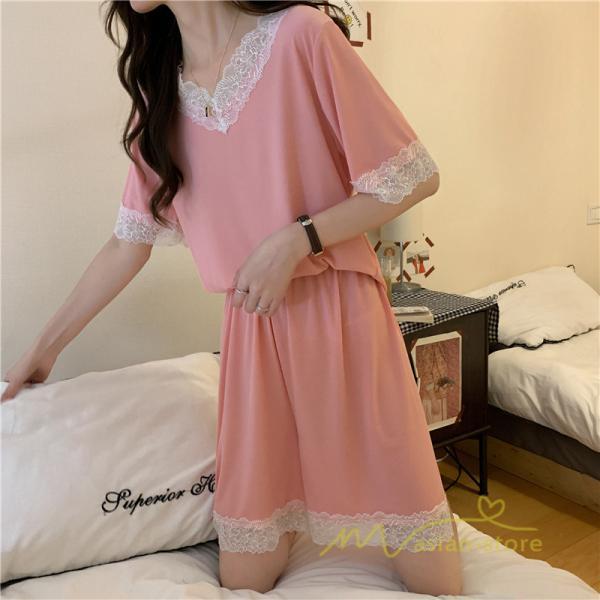 パジャマ ルームウェア | パジャマ レディース 夏 半袖 ルームウェア 涼しい 部屋着 ナイトウェア 寝間着 柔らかく軽い薄手の快適Tシャツパジャマ 部屋着 薄手パジャマ 上下セット