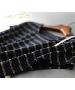 ミディアム | ワンピース レディース 夏服 綿ワンピース Aライン クルーネック 半袖 コットン おしゃれ キレイめ ウエストリボン付き 膝丈 ボーダー