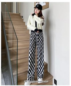 チノ・テーパード・ジョガー・スキニーパン | パンツ レディース ボトムス パンツ チェック柄 お洒落 秋冬 ママ 20代 30代 40代 デート お出かけ 普段使い ガーリー トレンド 韓国 レトロ 可愛い カジュアル