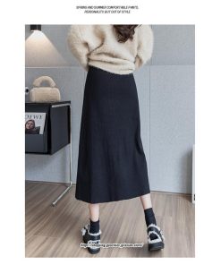 スカート | ニットレディース ボトムス  ロング 秋冬 40代 50代 暖か コーデ 送料無料 スリット 着痩せ 韓国ファッション セクシー ハイウエスト Aライン