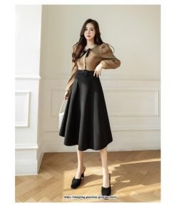 スカート | レディース 秋 冬 秋冬 ミモレ丈 膝丈 ロング 無地 ミディアム丈 ひざ丈 厚手 Aライン ハイウエスト 2022年秋冬 通学 暖か おしゃれ 通勤 ラシャ