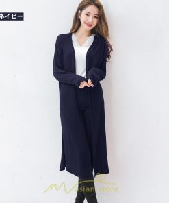 カーディガン | 春物 レディース 無地 カットソー ライトアウター ロング羽織り スリム グレー フェミニン 長袖 柔らか 女の子 20代30代