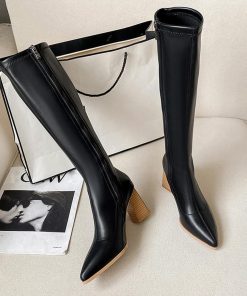 ニーハイブーツ | ロングブーツ レディース 太ヒール