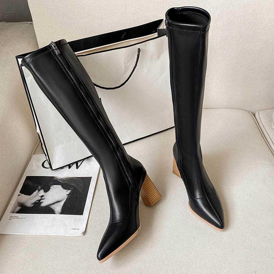 ニーハイブーツ | ロングブーツ レディース 太ヒール