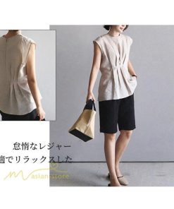 ｔシャツ・カットソー | Tシャツ ノースリーブ トップス 夏新作 レディース 夏 夏服 カットソー プルオーバー タンクトップ ゆったり 無地 40代 20代 30代 ギャザー 50代